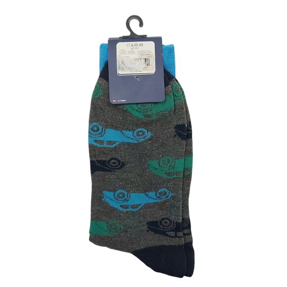 G.H.Boss & Co. Crew Socks 1 Pair Mens One Size Gray Comfort Casual Cars Print - Picture 5 of 6